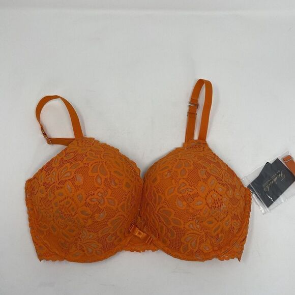 FREDRICKS OF HOLLYWOOD Women Orange Convertible Push-Up Bra NEW 36D Jessica Lace - Picture 1 of 8